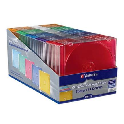 CAJAS DELGADAS VERBATIM ALMACENAMIENTO PARA CD/DVD COLORES-5